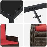 vidaXL Set de jardin de 7 pièces en rattan poly marron