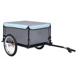 vidaXL Remorque de vélo noir et bleu 65 kg