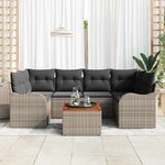vidaXL Ensemble de canapé de jardin 7 Pièces Gris Poly rotin