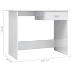Bureau table poste de travail meuble d'ordinateur informatique étude brillant 100 x 50 x 76 cm bois d’ingénierie blanc 02_0023536