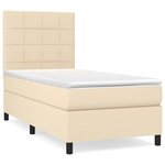 vidaXL Sommier à lattes de lit avec matelas Crème 100x200 cm Tissu
