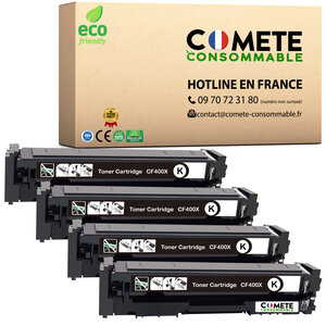 201X - 4 toners compatibles avec HP 201X CF400X Noir - Entreprise française