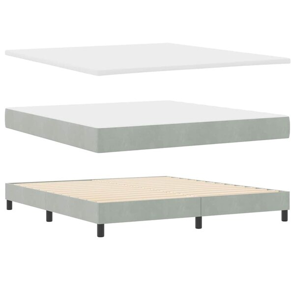 Lit Box Spring vidaXL avec Matelas Gris clair 180x200 cm en Velours