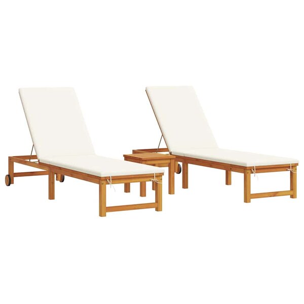 vidaXL Transat 3 Pièces Marron Bois d'Acacia Massif