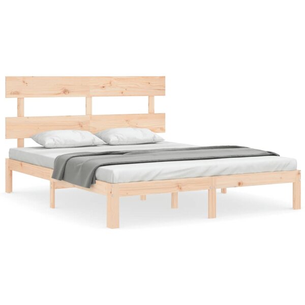 vidaXL Cadre de lit avec tête de lit 160x200 cm bois massif