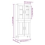 vidaXL Buffet haut Blanc 69 5x34x180 cm Bois d'ingénierie