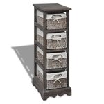 vidaXL Étagère de rangement Bois Marron 4 paniers en tissage