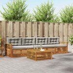 vidaXL Ensemble de canapés d'extérieur 5 pc Gris Naturel et Clair