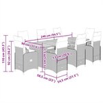 vidaXL Ensemble de bistro de jardin 9 Pièces coussins gris poly rotin