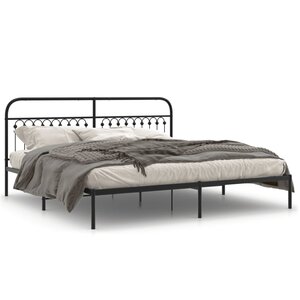 vidaXL Cadre de lit métal sans matelas avec tête de lit noir 193x203cm