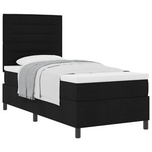 vidaXL Lit à ressorts avec matelas Noir 90 x 190 cm tissu