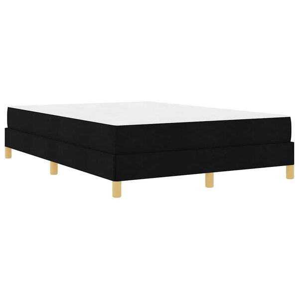 vidaXL Lit à ressorts Noir  Marron 140 x 200 cm Tissu  Bois Engineered