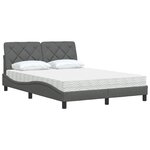 vidaXL Lit avec matelas gris foncé 140x190 cm tissu