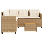 vidaXL Canapé de jardin avec table et coussins en forme de L beige