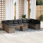 vidaXL Ensemble de canapé de jardin 11 Pièces Gris Poly rotin