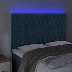 vidaXL Tête de lit à LED Bleu foncé 144x7x118/128 cm Velours