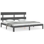 vidaXL Cadre de lit avec tête de lit gris 200x200 cm bois massif