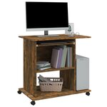 vidaXL Bureau d'ordinateur Chêne fumé 80x50x75 cm Bois d'ingénierie