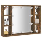 vidaXL Armoire à miroir avec LED Chêne fumé 76x15x55 cm