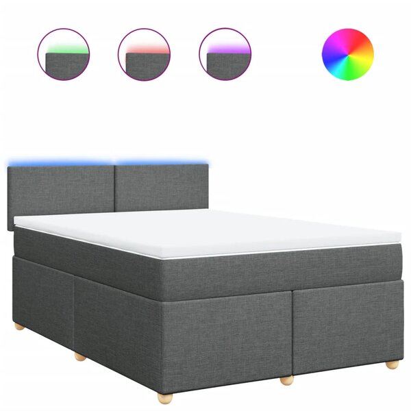 vidaXL Sommier à lattes de lit avec matelas Gris foncé 140x190cm Tissu