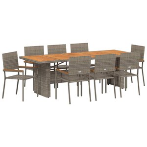 vidaXL Ensemble de salle à manger pour jardin 9 Pièces Gris polyrotin