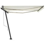 vidaXL Auvent automatique avec capteur de vent et LED 400x300 cm Crème