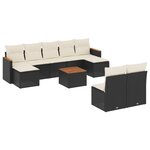 vidaXL Salon de jardin 10 Pièces avec coussins noir résine tressée