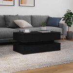 vidaXL Table basse avec lumières LED chêne noir 90x50x40 cm