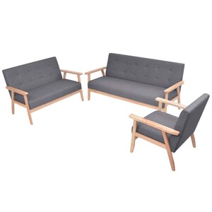 vidaXL Ensemble de canapés 3 Pièces Tissu Gris foncé