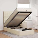 vidaXL Lit ottoman avec matelas et LED crème 90x200 cm tissu