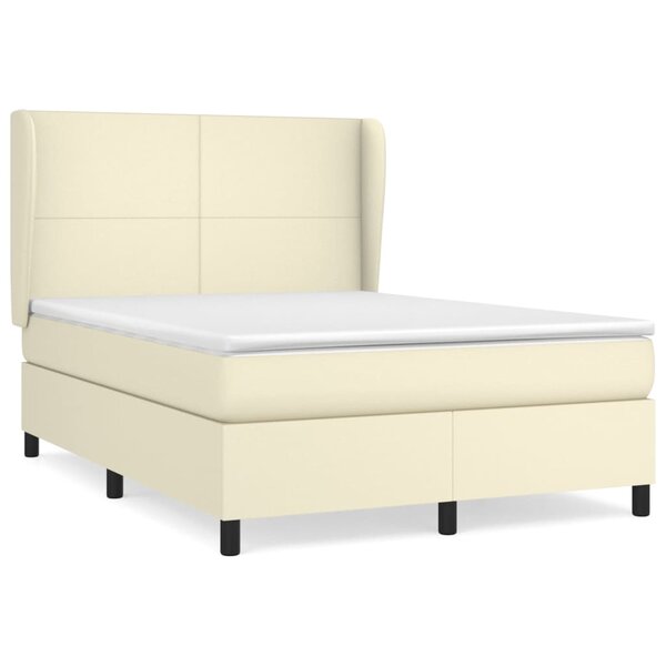 vidaXL Sommier à lattes de lit avec matelas Crème 140x200cm Similicuir