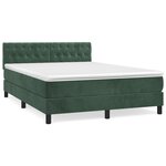 vidaXL Sommier à lattes de lit et matelas Vert foncé 140x190cm Velours