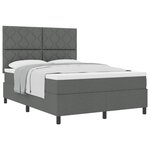 vidaXL Lit à ressorts avec matelas gris foncé 140x190 cm en tissu
