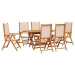 vidaXL Ensemble de Salle à Manger de Jardin 7 Pièces Beige en Bois Acacia