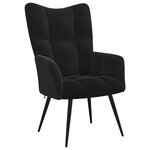 vidaXL Fauteuil relax avec tabouret en velours noir