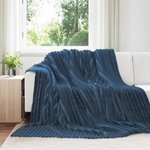 vidaXL Jeté Bleu marine 270 x 240 cm Toison