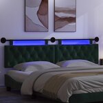 vidaXL Tête de lit suspendue Avec lumière LED Vert foncé Velours