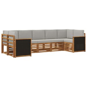 vidaXL Ensemble de canapés d'extérieur 6 pc Naturel et gris clair