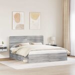 vidaXL Cadre de lit Gris Sonoma 180 x 200 cm Bois de pin massif