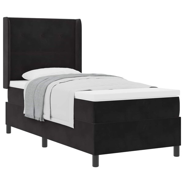 vidaXL Lit à ressorts avec matelas Noir 100 x 200 cm Velours