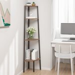 vidaXL Étagère d'angle à 4 niveaux Marron foncé et noir 45 5 x 31 5 x 150 cm