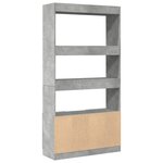 vidaXL Buffet haut gris béton 92x33x180 cm bois d'ingénierie