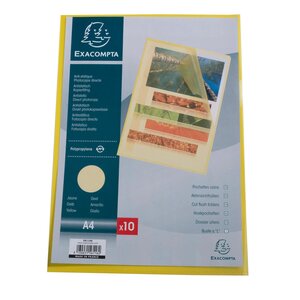 Sachet 10 Pochettes Coin Polypropylène Grainé 12/100e - A4 - Jaune - X 10 - Exacompta