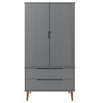 vidaXL Garde-robe MOLDE Gris 90x55x175 cm Bois massif de pin