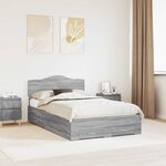 vidaXL Cadre de lit Gris Sonoma 135 x 190 cm Bois d'ingénierie