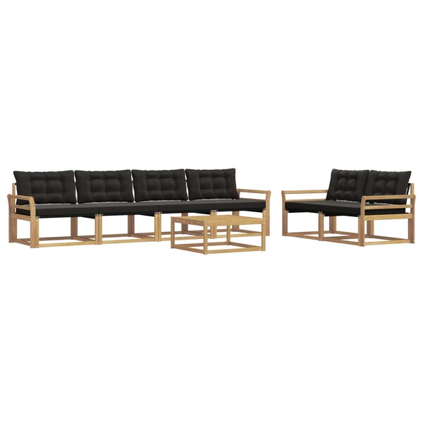 vidaXL Ensemble de canapés d'extérieur 7 pc Blanc et noir