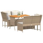 vidaXL Salon de jardin avec coussins 3 Pièces beige résine tressée