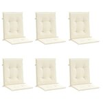 vidaXL Coussins de chaise de jardin à dossier bas lot de 6 crème
