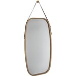 Miroir ovale bambou anse cuir