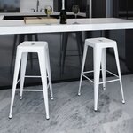 vidaXL Tabourets de bar lot de 2 blanc acier